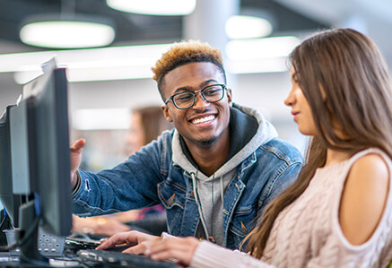 two business people doing marketing two business people doing marketing